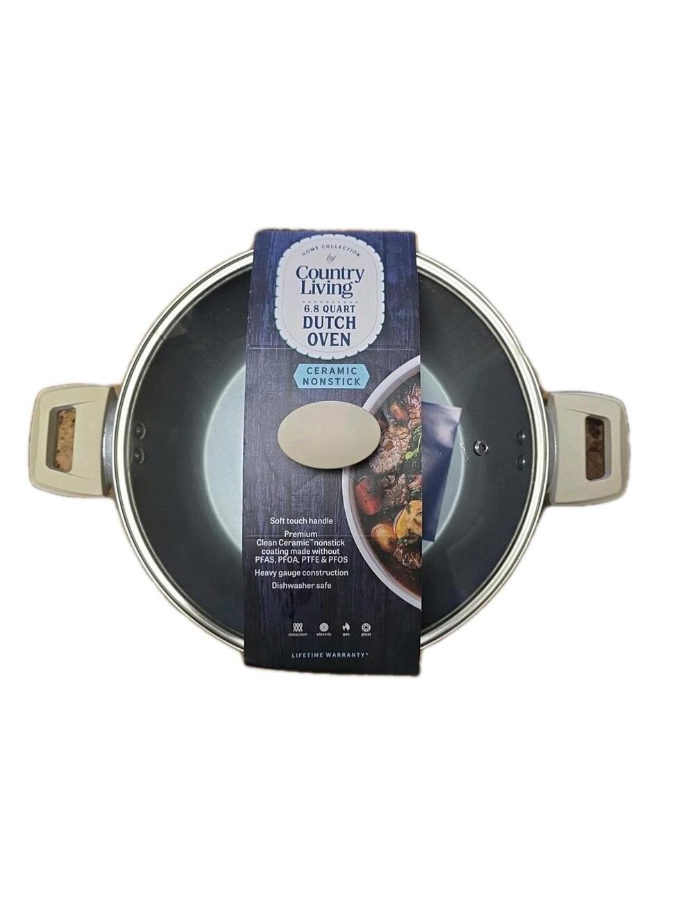 Country Living 6.8 Quart Dutch Oven Pot Safe Non Stick New